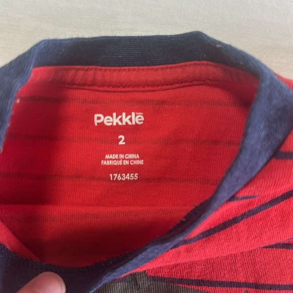 Pekkle - Red Striped Kids Truck T-Shirt and Blue Shorts Set - Picture 4 of 6